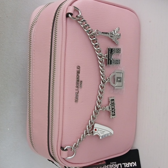 Karl Lagerfeld Light Pink Crossbody Bag with Charms - Picture 2 of 4